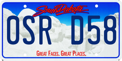 SD license plate 0SRD58