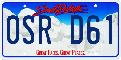SD license plate 0SRD61