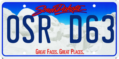 SD license plate 0SRD63