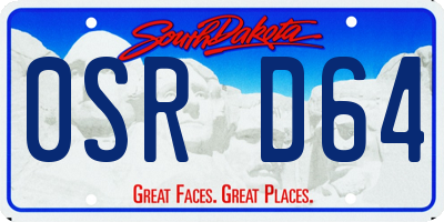 SD license plate 0SRD64