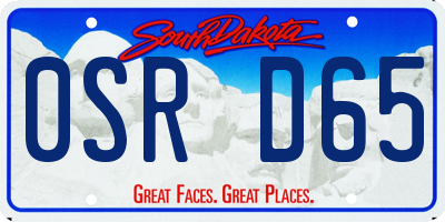 SD license plate 0SRD65