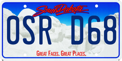 SD license plate 0SRD68