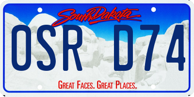 SD license plate 0SRD74