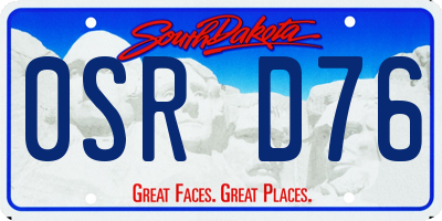 SD license plate 0SRD76