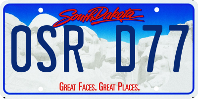 SD license plate 0SRD77