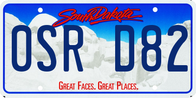 SD license plate 0SRD82