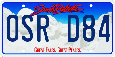 SD license plate 0SRD84