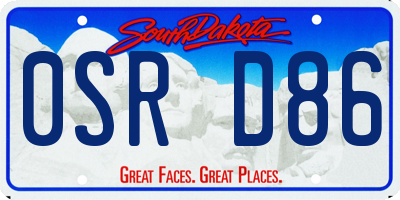 SD license plate 0SRD86