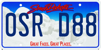 SD license plate 0SRD88