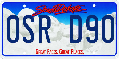 SD license plate 0SRD90