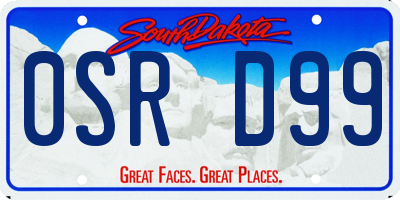 SD license plate 0SRD99