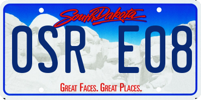 SD license plate 0SRE08