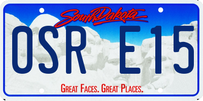 SD license plate 0SRE15