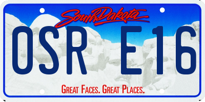 SD license plate 0SRE16