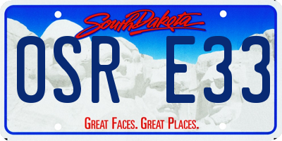 SD license plate 0SRE33