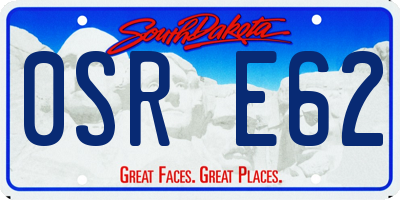 SD license plate 0SRE62