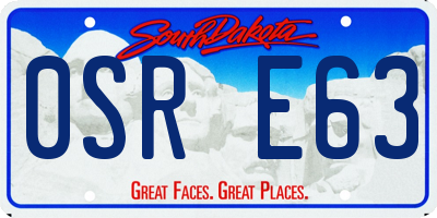SD license plate 0SRE63