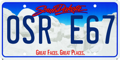 SD license plate 0SRE67