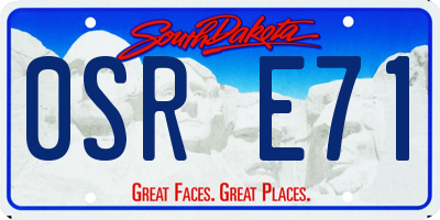 SD license plate 0SRE71