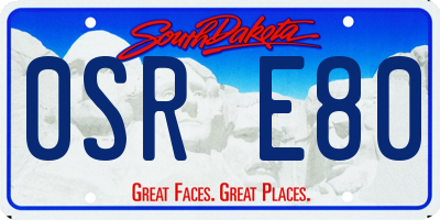 SD license plate 0SRE80