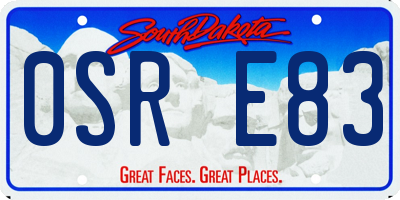 SD license plate 0SRE83