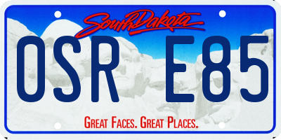 SD license plate 0SRE85
