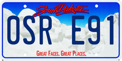 SD license plate 0SRE91