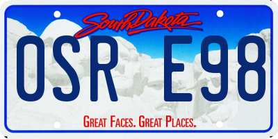 SD license plate 0SRE98