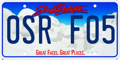 SD license plate 0SRF05