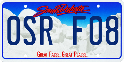 SD license plate 0SRF08