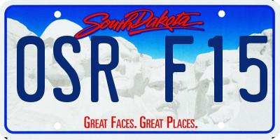 SD license plate 0SRF15