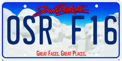 SD license plate 0SRF16