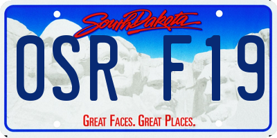 SD license plate 0SRF19