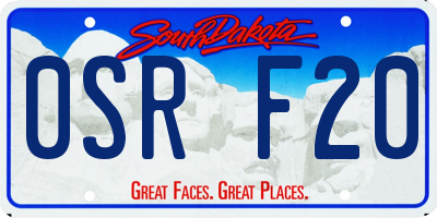 SD license plate 0SRF20