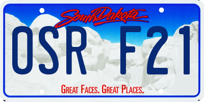 SD license plate 0SRF21