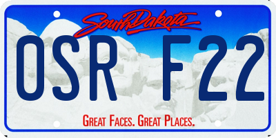 SD license plate 0SRF22