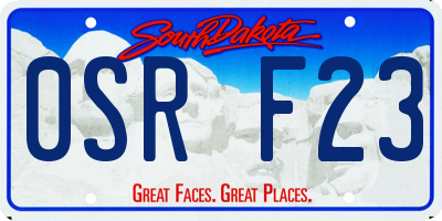 SD license plate 0SRF23