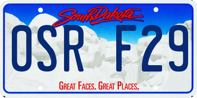 SD license plate 0SRF29