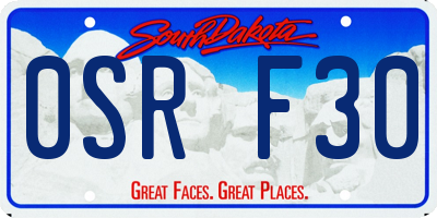 SD license plate 0SRF30
