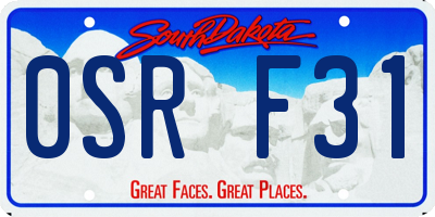 SD license plate 0SRF31