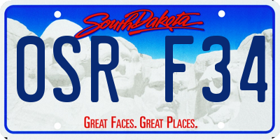SD license plate 0SRF34