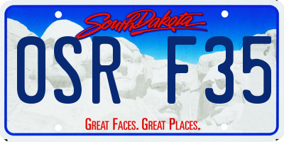SD license plate 0SRF35