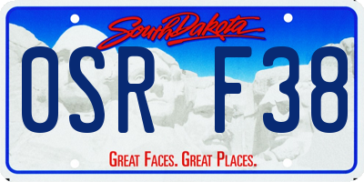 SD license plate 0SRF38