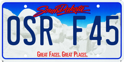 SD license plate 0SRF45