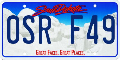 SD license plate 0SRF49