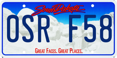 SD license plate 0SRF58