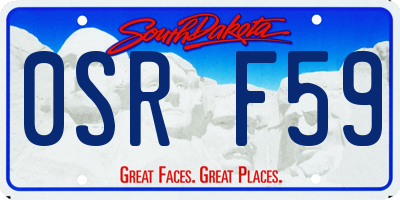 SD license plate 0SRF59