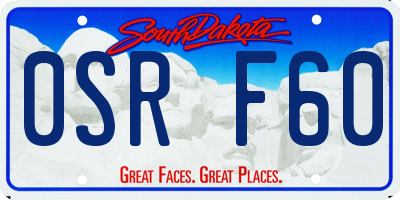 SD license plate 0SRF60