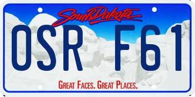 SD license plate 0SRF61