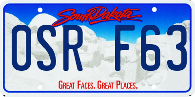 SD license plate 0SRF63